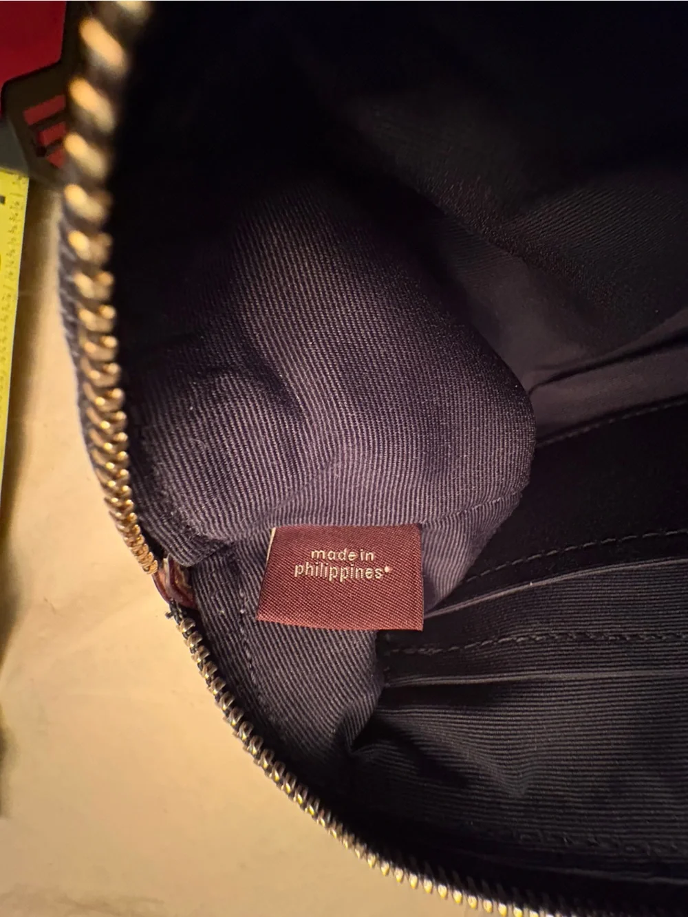 Coach Large Corner Zip Wristlet in Denim with Brown Leather Strap